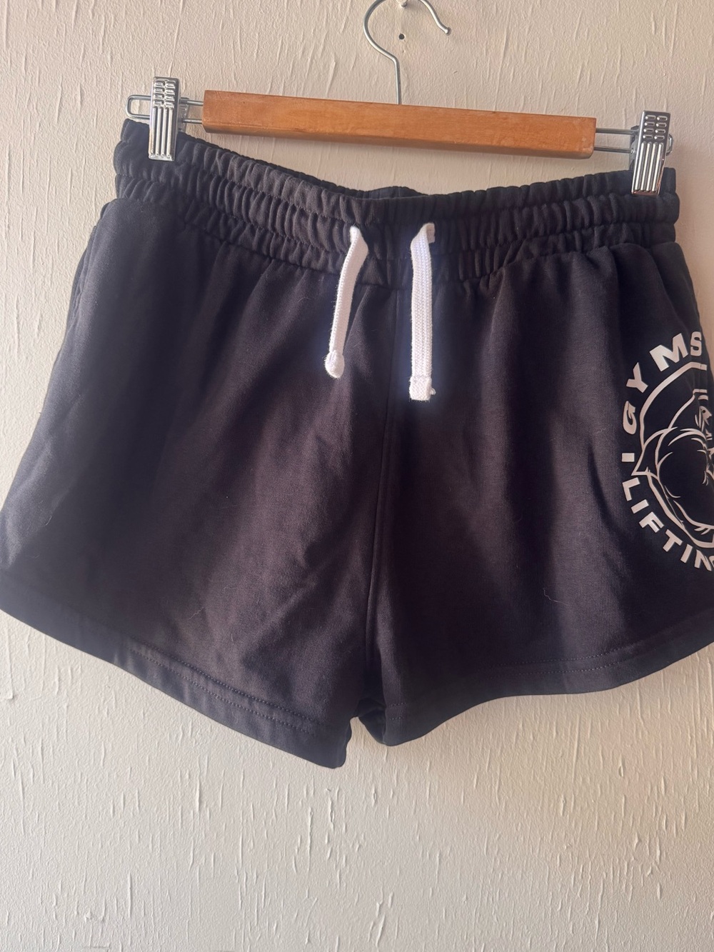 Gymshark Black Women's Athletic Shorts with White Drawstring Accent